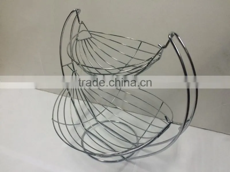 Double Tier Metal Fruit / vegetables Basket Stand