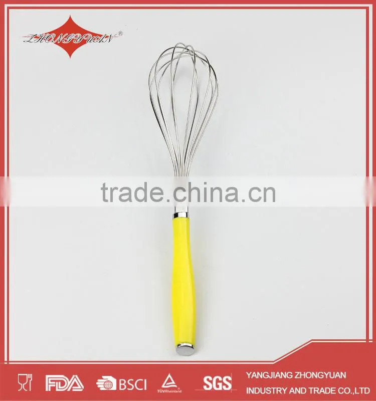 10 inches Stainless steel egg beater with plastic handle