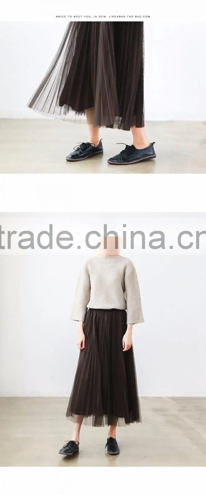 2016 customized manufacture fashionable Wholesale women's plain color chiffon double layer ladies skirt
