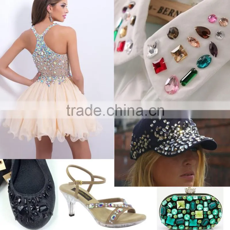 Colorful sew on heart shape crystal stone for decoration