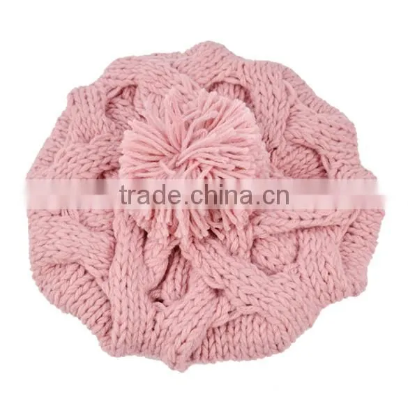 Women's Warm Knit Wool Beanie Pumpkin Ball Pumpkin Ladies Winter Wool Hat 9083