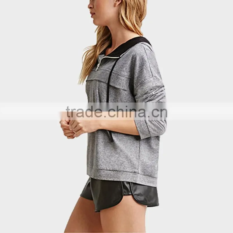2015 Ladies New Fashion Hoodies 100%Jersey zipper up