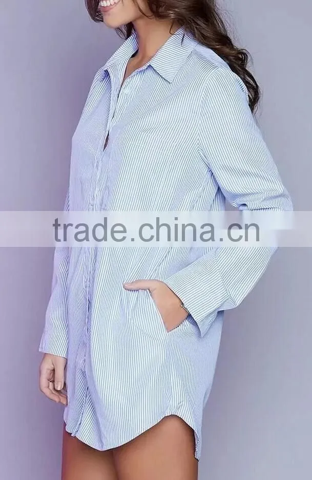Runwaylover EY2328B 2017 lastest styles fashion design ladies long loose blouse