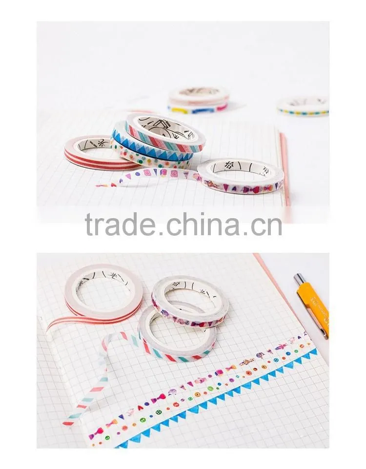 Muilt patterns Japanese washi tape 5mm*8m planner adhesive tape customizable
