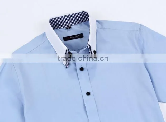 Short sleeve summer men's clothing wine red fashionable casual foe men double collar contrast color dress shirt