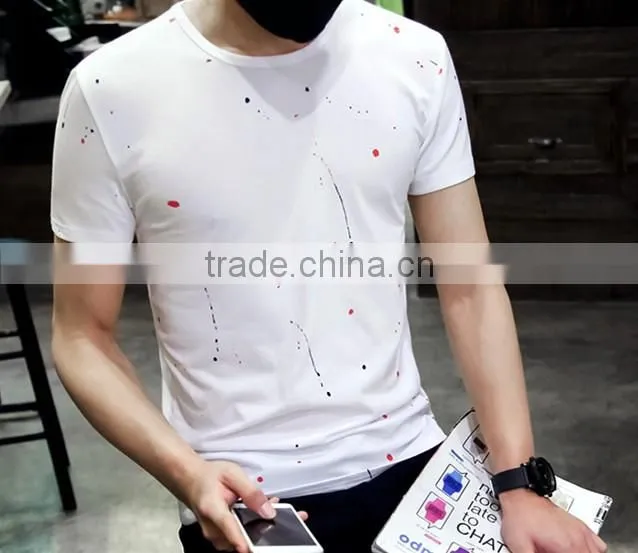 Han edition cultivate one's morality round collar T-shirt printing shirt