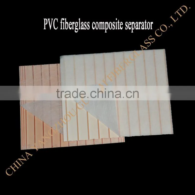PVC battery separator with glass mat for storage battery