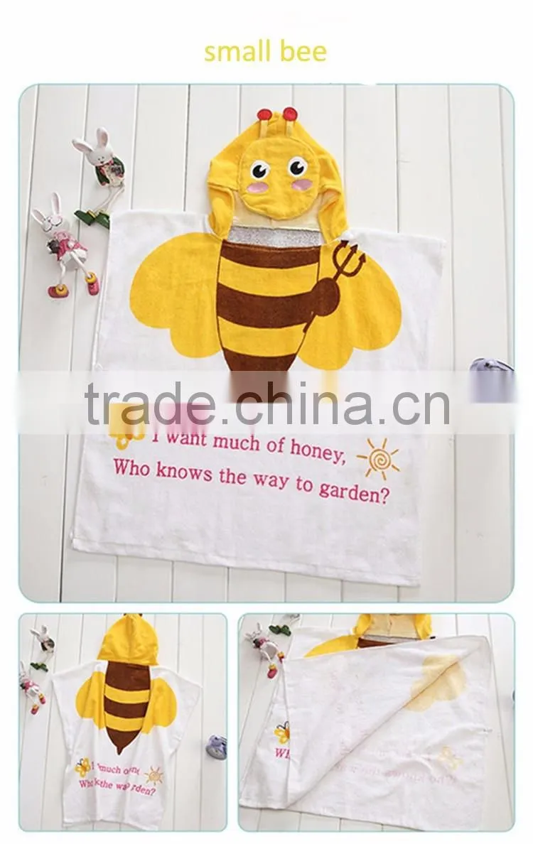 Baby hooded poncho towel robe 100% cotton fabric