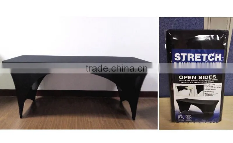 6FT Spandex Lycra Rectangle Table Cover With Open Sids To Accommodate Banquet Chairs