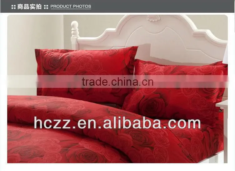 Red Flower Printing Bedding Set 4pcs