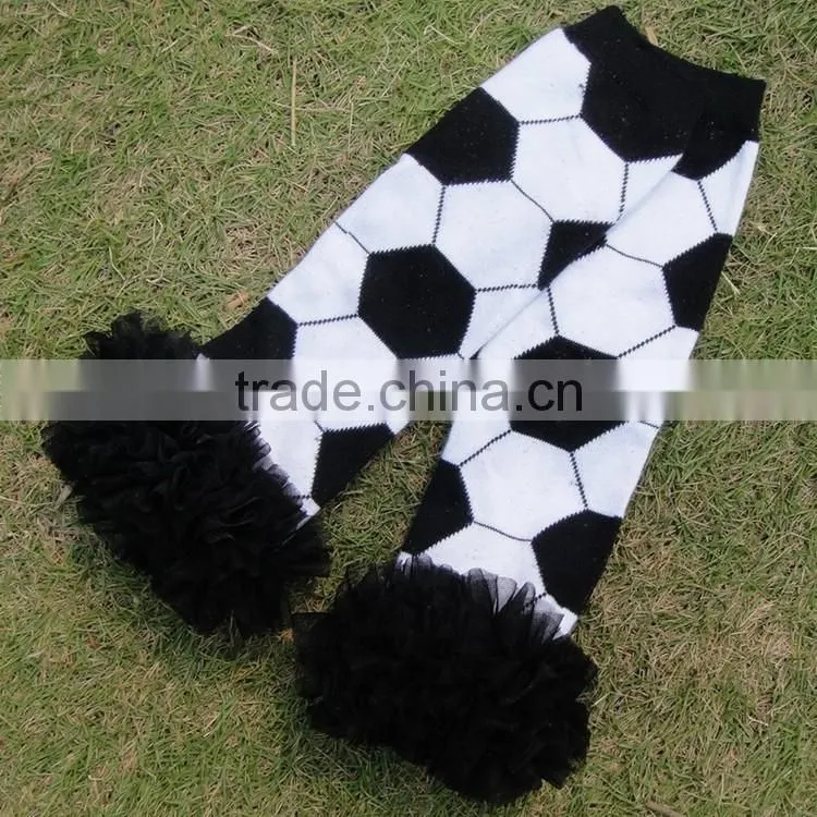 White lace trim ruffled legging warmers cotton knit socks animal print leg warmer