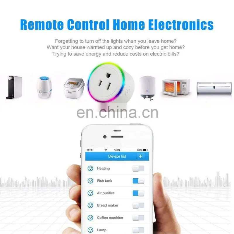 2020 New Arrivals RGB Smart Plug Home Amazon Google APP Remote Control Home Alexa Mini RGB LED WiFi Smart Plug