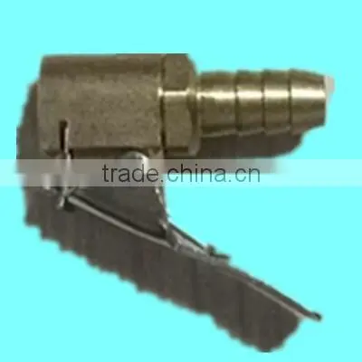 Euro Style Air Chuck 5/16" Hose Barb, Nickel Plated Brass design.