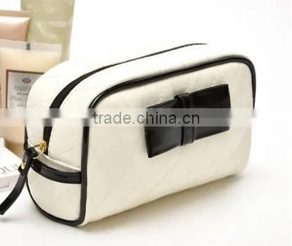 Dazzling PVC zipper closure cosmetic bag with black trim and decorations