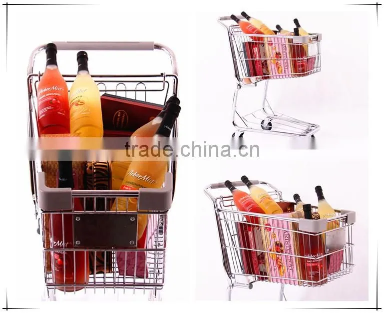Zinc plated metal shopping cart with wheels