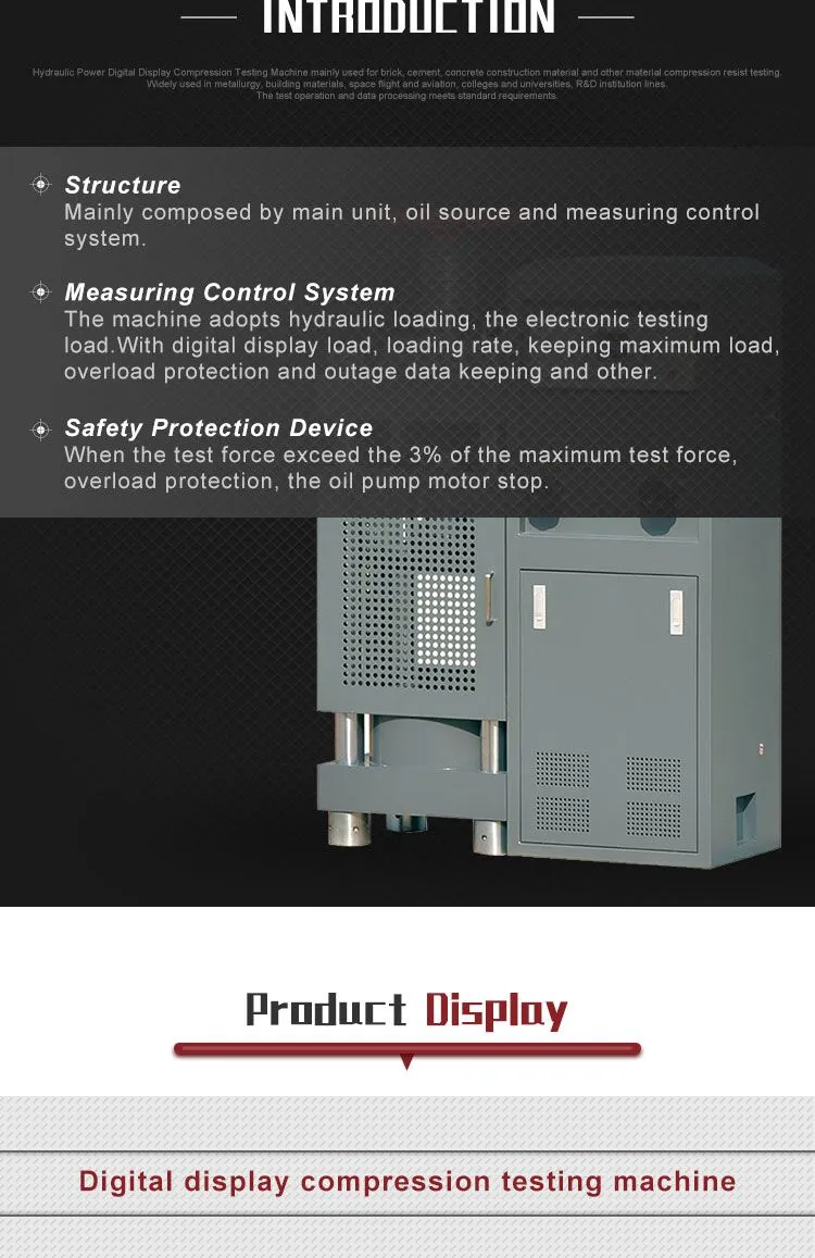 New Design Microcomputer Tester China Compression Testing Concrete Compressive Strength Machine