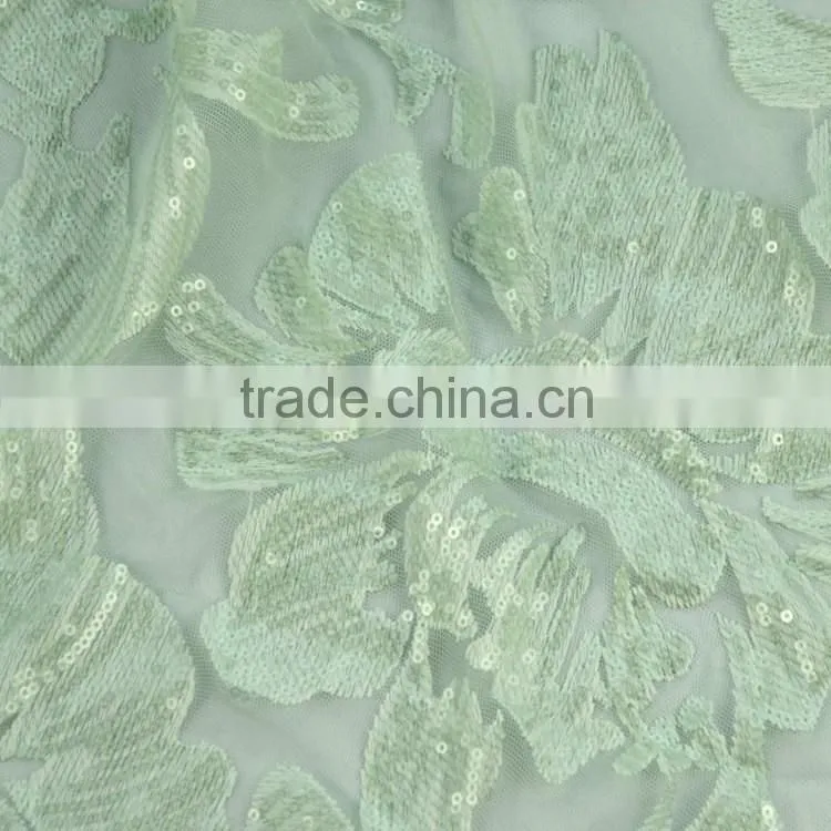2016 new style breathable moisture and dry new design lace embroidery sequin tulle fabric