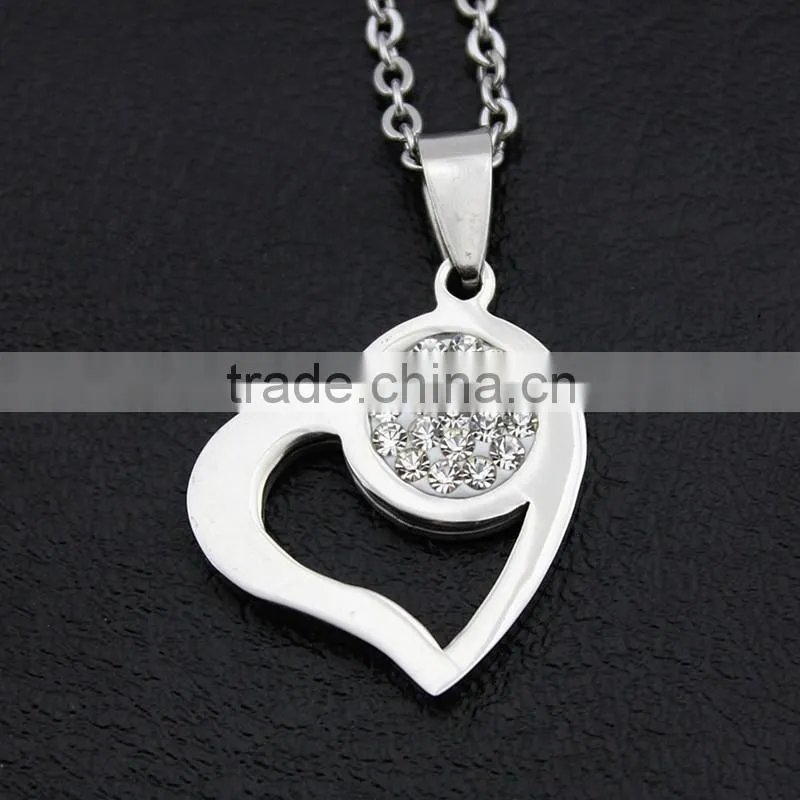 Titanium heart pendant necklace Jewelry Diamond cut heart-shaped clavicle chains wholesale