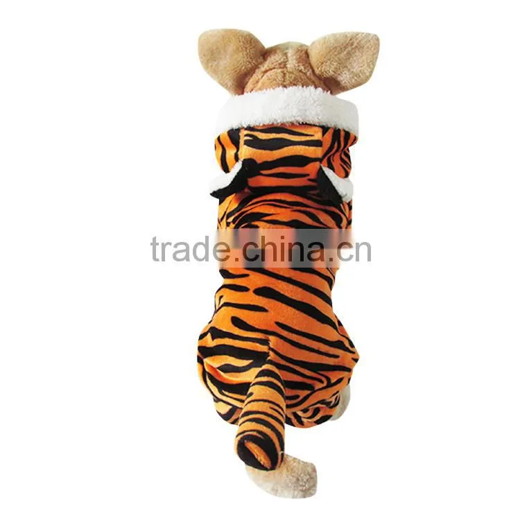 Yellow Dog Tiger Clothes with Warp-knitted Velvet fit for Spring Autumn and Winter