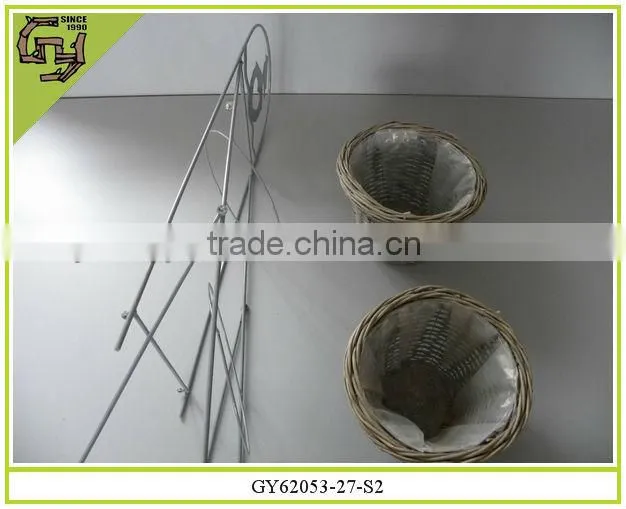new home decoration rattan willow baskets with iron shelf