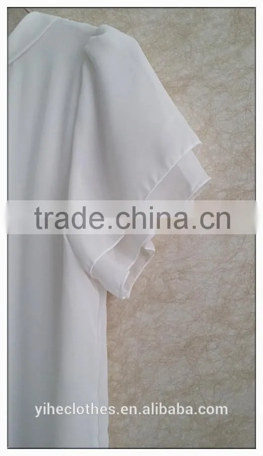 Sailor collar chiffon t-shirt sweet bow girl white tshirt