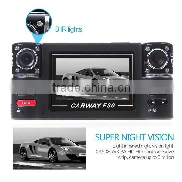 120 Degrees Car DVR Car Black Box F30 with Dual Lens 2.7" TFT LCD Screen car black box