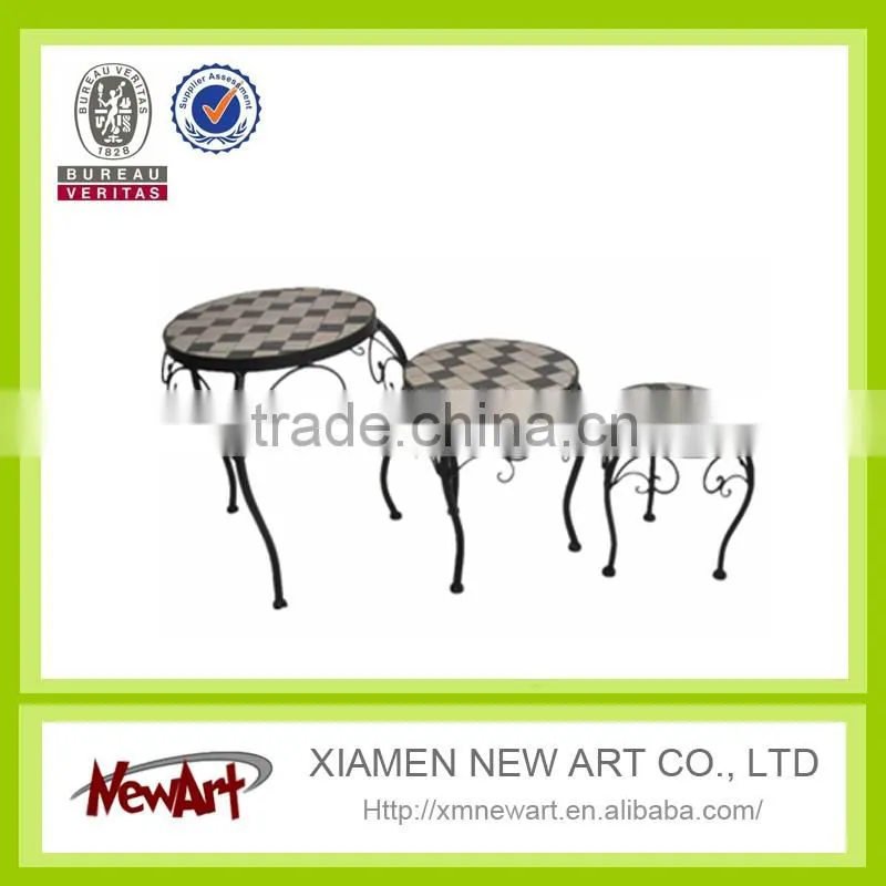 Clalssic round flower metal stand home living room garden mosaic 3 pcs metal flower stand