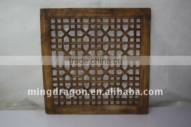 chinese antique colorful square carved screen