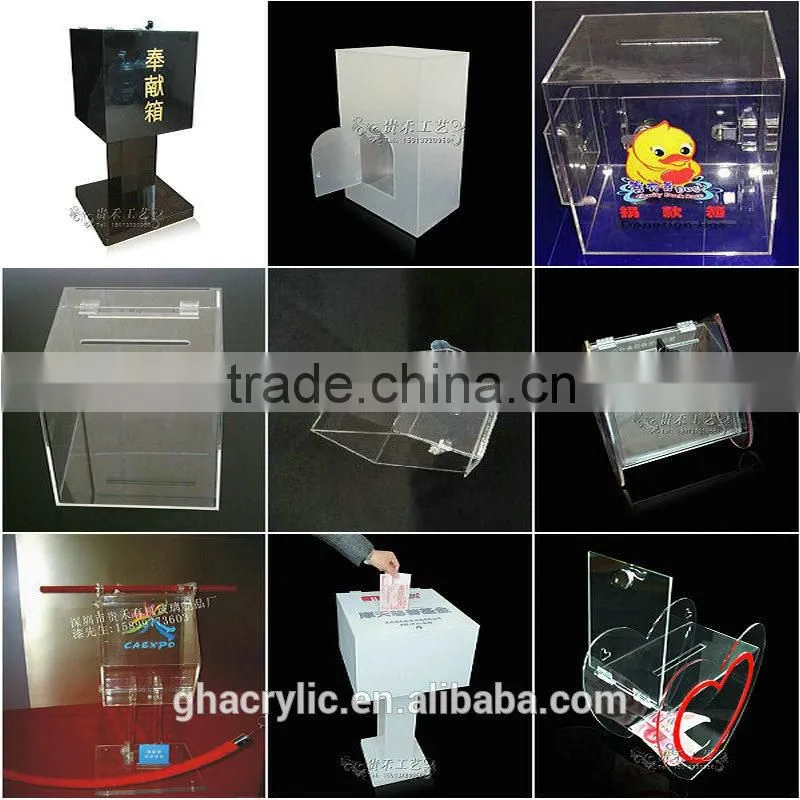 GH-RJ015 heart shape High polished Acrylic suggestion Box ,modern Acrylic suggestion Box
