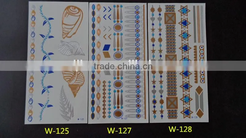 flash tattoos Newest Temporary gold silver blue color tattoos 10.5*21CM