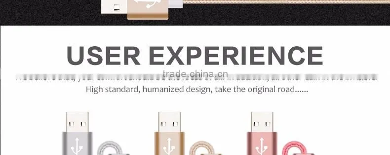 1.2m Nylon Woven Three Metal Plugs 3 in 1 Micro USB Cable Colorful Phone Cable for iPhone 6 6s Plus 5s Android Type C