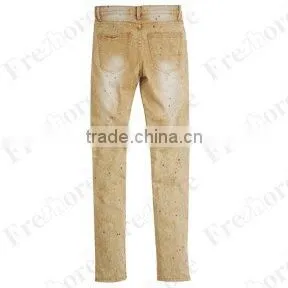 Lady's colour paint jeans -- yellow