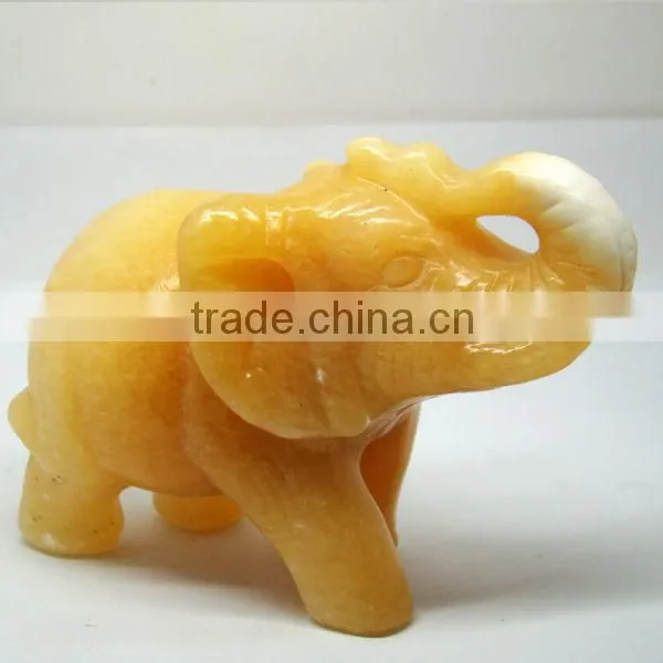 Semi-precious Stone Carving-2" Black Obsidian African Elephant