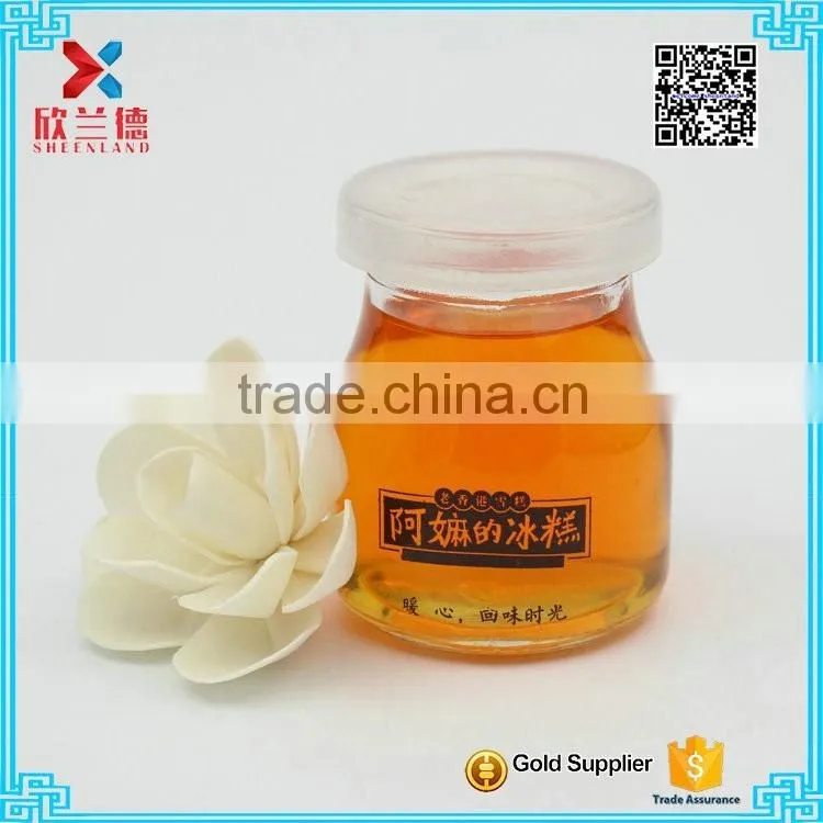 Hot Sale Lovely 100ml round galss pudding jar/milk jar