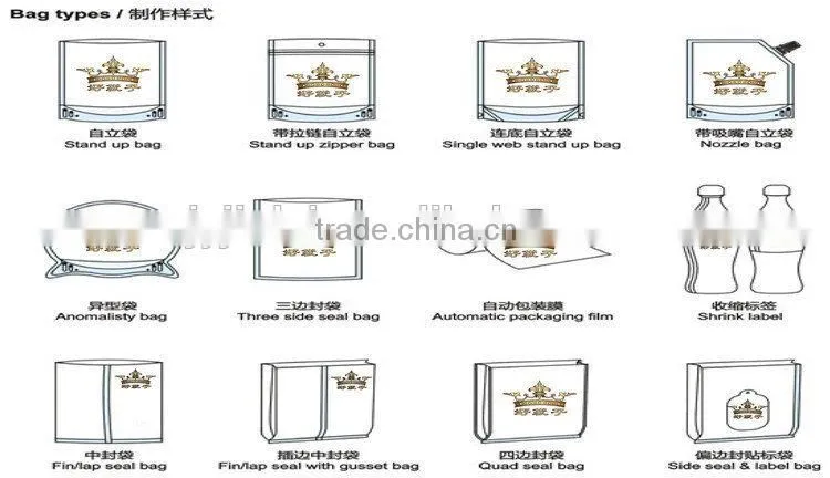 high quality drinking water bag, standing up pouch (with spout), special shape juice packaging bags