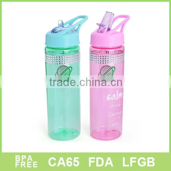 700ml Tritan crystal sports Water Bottle With Straw /loop lid
