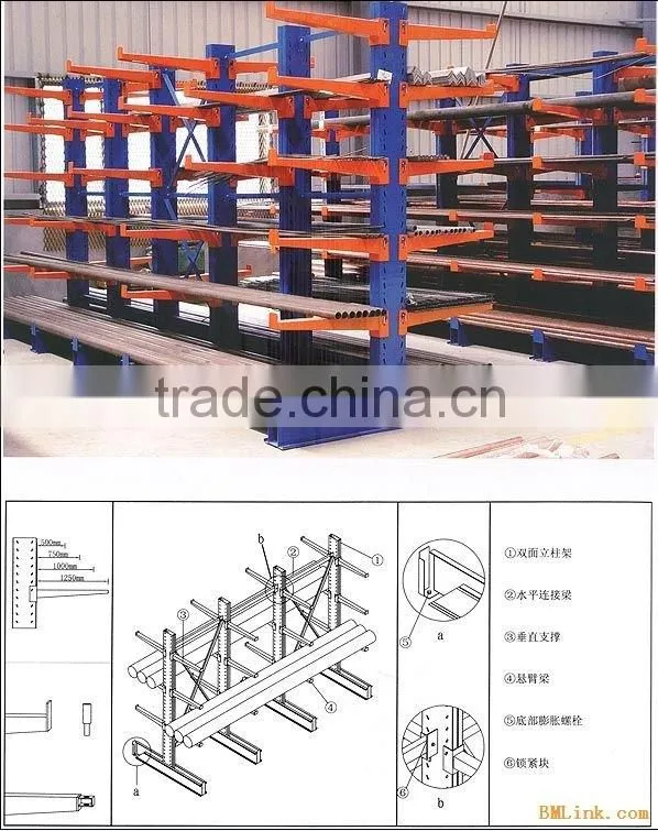 High quality steel storage equipment cantilever racking system