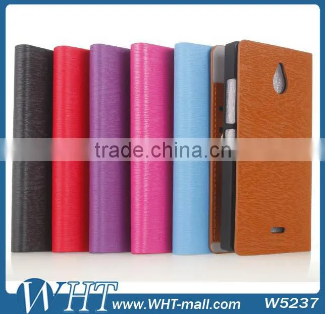 Mobile Phone Case For Nokia X2 Wooden Skin Leather Wallet Case