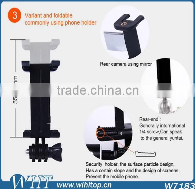 Extendable Aluminum Wireless Bluetooth Monopod Selfie Stick with Bluetooth Shutter Button
