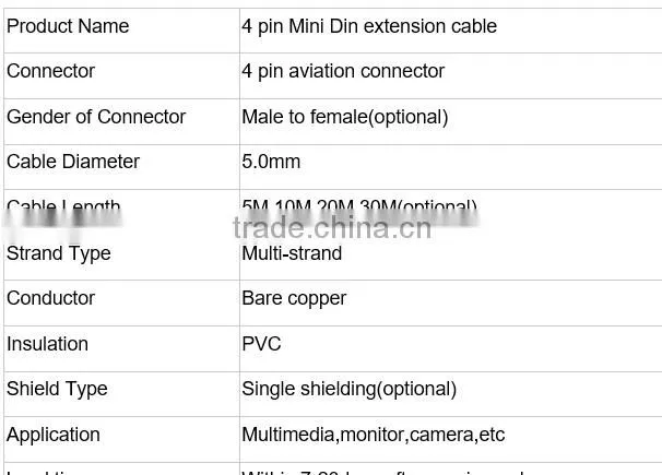 4pin 5M/10M/15M/20M/30M Audio Video Extension Cable