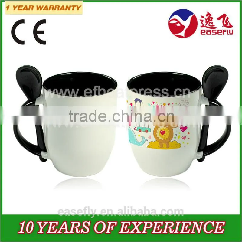 11oz dual color inserted spoon cup, sublimation coffee mug, sublimation milk mug