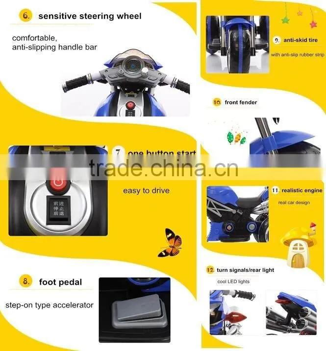 Motorcycle ride on car for kids with music and lights