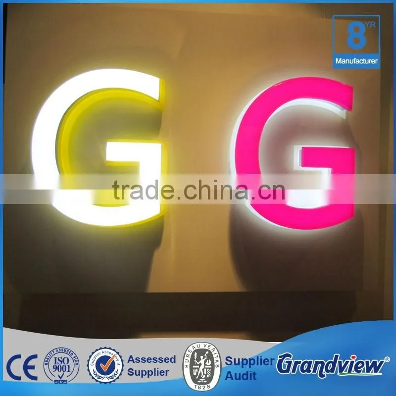 Wall mounted high brightness 3d led acrylic letter signs holder