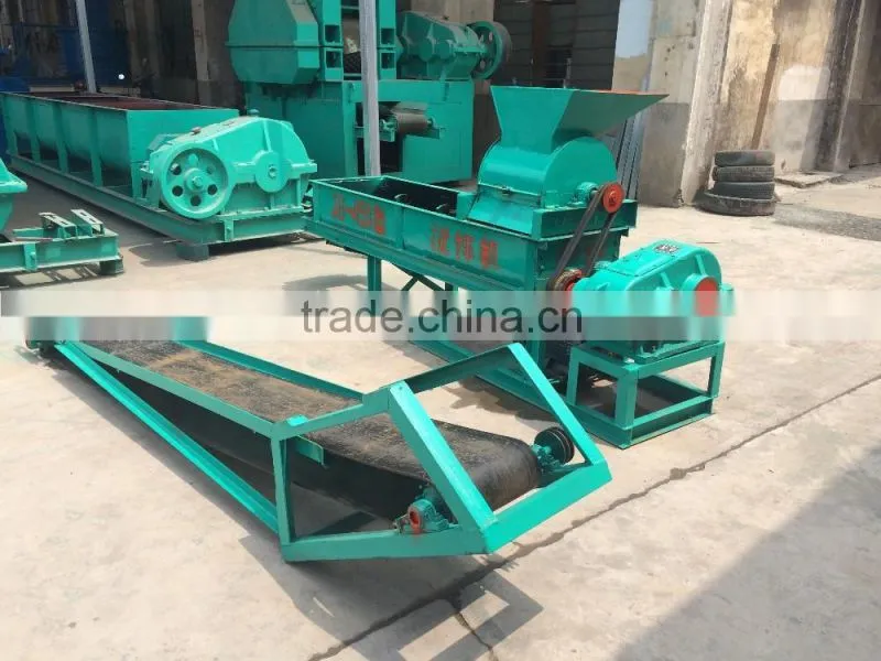 Energy-save hammer crusher with double shaft mixer and discharge conveyor for coal and charcoal powder
