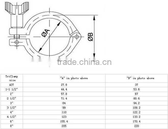 SUS 304 Stainless steel sanitary clamp fittings with 1-8inch