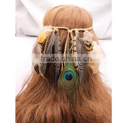 Tribe Feather Beads Headbands Headdress Carnival Headpieces Waistband Hairband