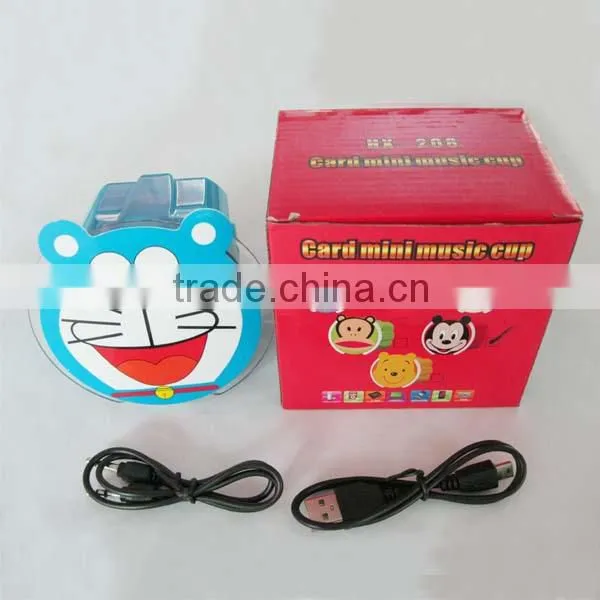 2014 Christmas gift Good Quality Mini mini speaker with FM radio USB TF portable doraemon mini speaker