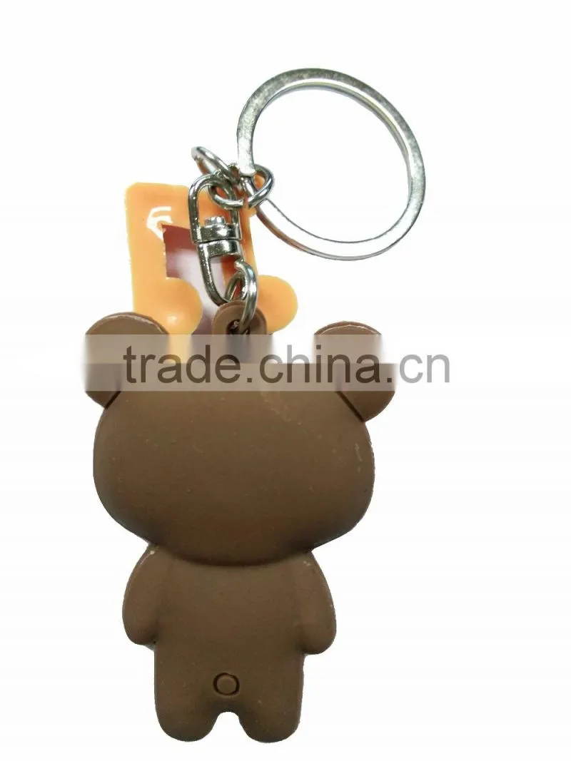 3D PVC rubber keychains with metal rings