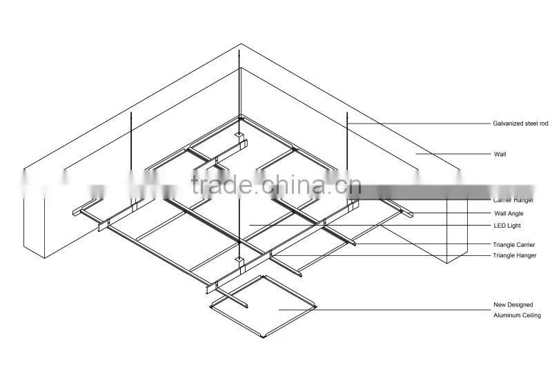 stiff design new type aluminum suspended false ceiling