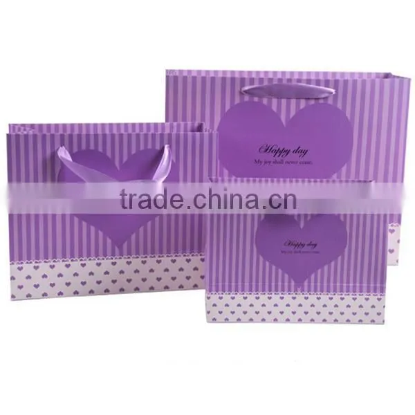Vertical Stripe With Heart Paper Gift Bag